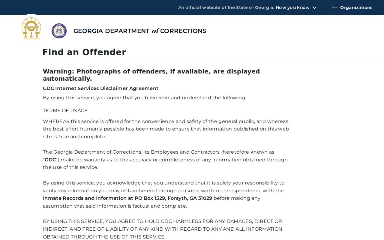 Richmond County people search using the Georgia offender query